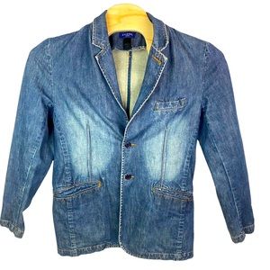 Guess Jeans Denim button Blazer Womens Sz Large‎ Pockets VTG